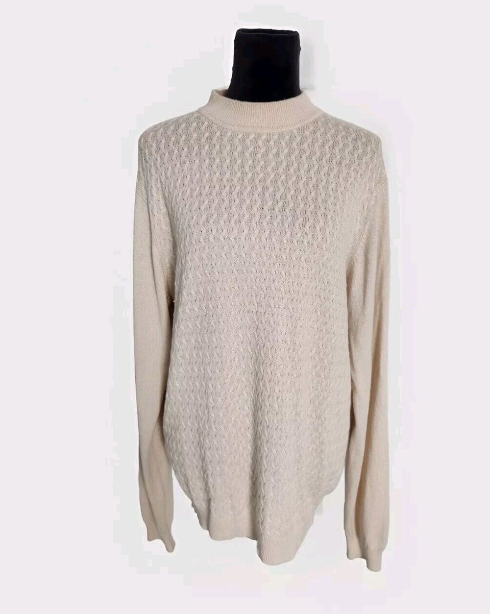 Ponte Vecchio Cashmere Silk Blend Long Sleeve Mock Neck Cable Knit Sweater  L